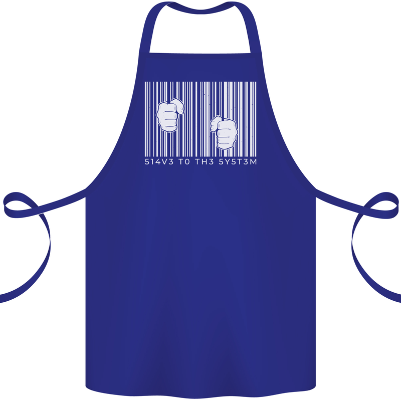 Slave to the System Anti Capitalism Cotton Apron 100% Organic Royal Blue
