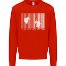 Slave to the System Anti Capitalism Kids Sweatshirt Jumper Bright Red