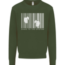 Slave to the System Anti Capitalism Kids Sweatshirt Jumper Forest Green