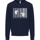 Slave to the System Anti Capitalism Kids Sweatshirt Jumper Navy Blue