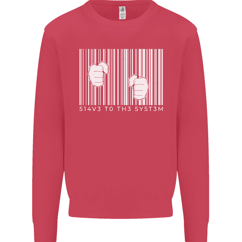 Slave to the System Anti Capitalism Mens Sweatshirt Jumper Heliconia