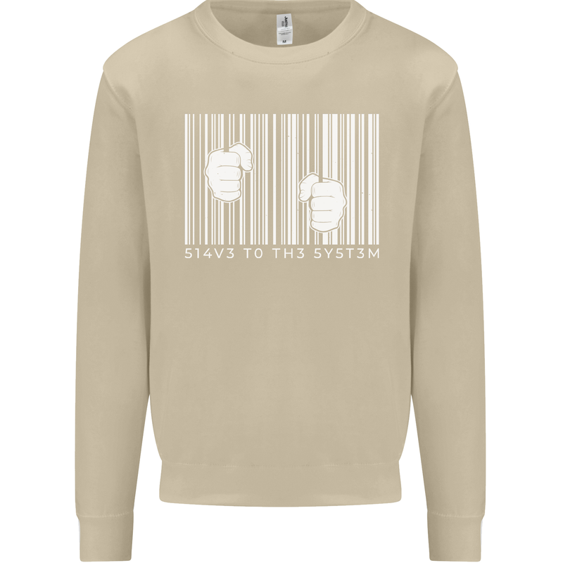 Slave to the System Anti Capitalism Mens Sweatshirt Jumper Sand