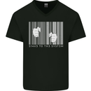 Slave to the System Anti Capitalism Mens V-Neck Cotton T-Shirt Black