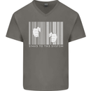 Slave to the System Anti Capitalism Mens V-Neck Cotton T-Shirt Charcoal