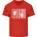 Slave to the System Anti Capitalism Mens V-Neck Cotton T-Shirt Red