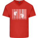 Slave to the System Anti Capitalism Mens V-Neck Cotton T-Shirt Red