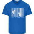 Slave to the System Anti Capitalism Mens V-Neck Cotton T-Shirt Royal Blue