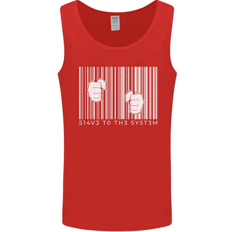 Slave to the System Anti Capitalism Mens Vest Tank Top Red