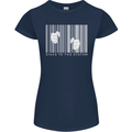 Slave to the System Anti Capitalism Womens Petite Cut T-Shirt Navy Blue