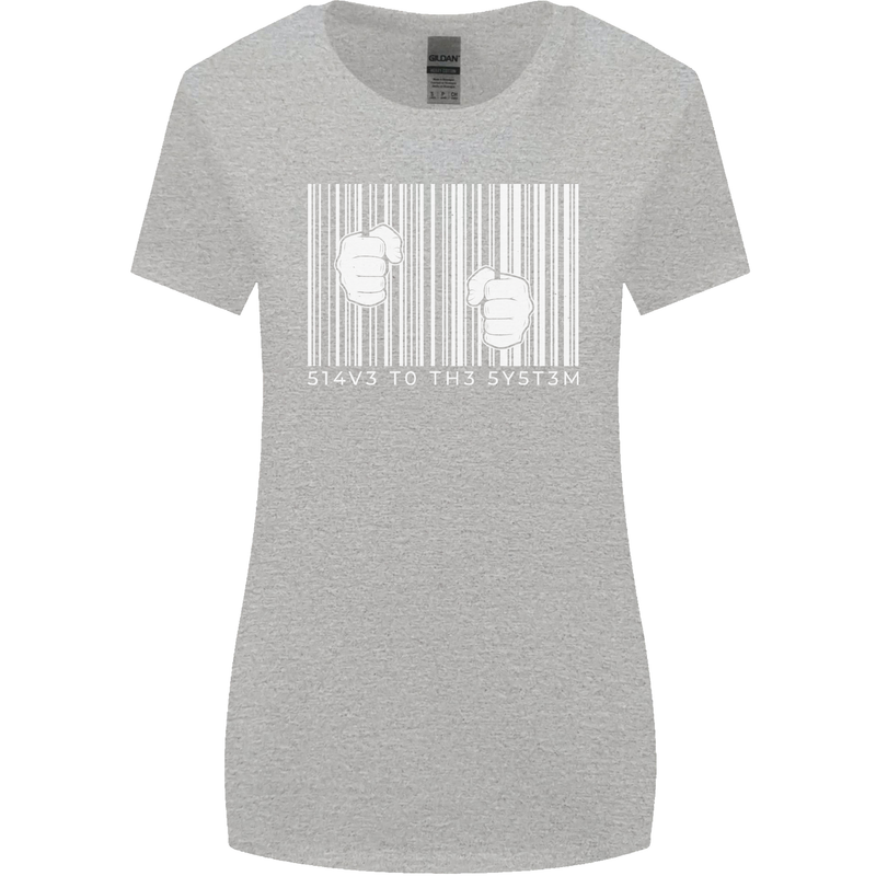 Slave to the System Anti Capitalism Womens Wider Cut T-Shirt Sports Grey
