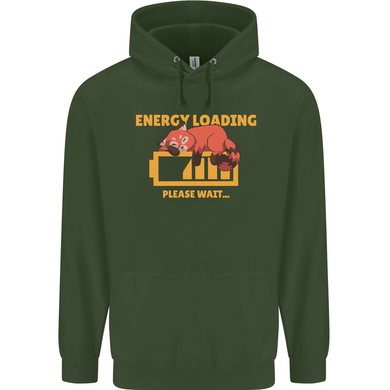 Sleeping Fox Energy Funny Lazy Anti-Social Childrens Kids Hoodie Forest Green