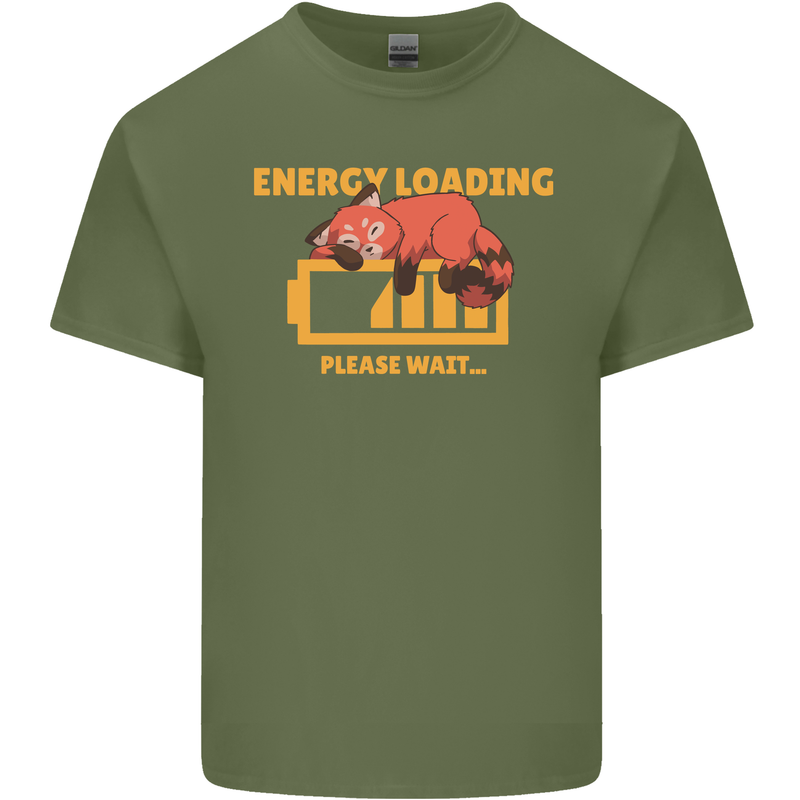 Sleeping Fox Energy Funny Lazy Anti-Social Mens Cotton T-Shirt Tee Top Military Green