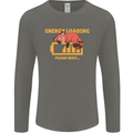 Sleeping Fox Energy Funny Lazy Anti-Social Mens Long Sleeve T-Shirt Charcoal