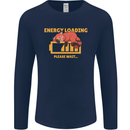 Sleeping Fox Energy Funny Lazy Anti-Social Mens Long Sleeve T-Shirt Navy Blue
