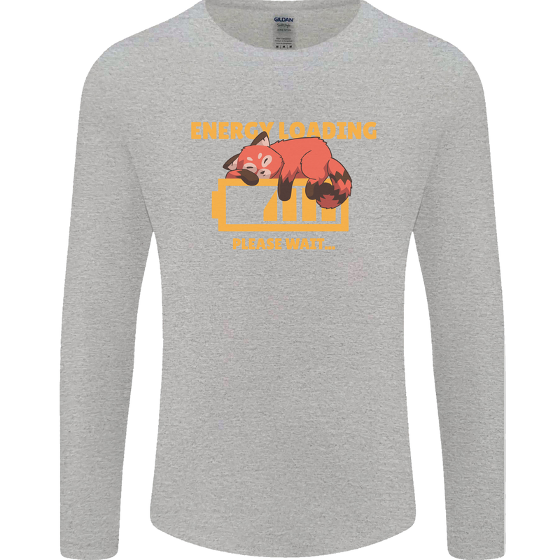 Sleeping Fox Energy Funny Lazy Anti-Social Mens Long Sleeve T-Shirt Sports Grey