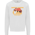 Sleeping Fox Energy Funny Lazy Anti-Social Mens Sweatshirt Jumper White