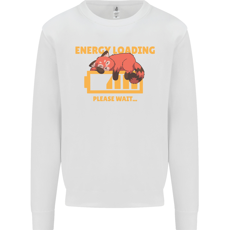 Sleeping Fox Energy Funny Lazy Anti-Social Mens Sweatshirt Jumper White
