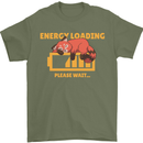 Sleeping Fox Energy Funny Lazy Anti-Social Mens T-Shirt Cotton Gildan Military Green
