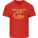 Sleeping Fox Energy Funny Lazy Anti-Social Mens V-Neck Cotton T-Shirt Red