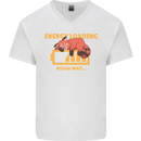 Sleeping Fox Energy Funny Lazy Anti-Social Mens V-Neck Cotton T-Shirt White