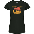 Sleeping Fox Energy Funny Lazy Anti-Social Womens Petite Cut T-Shirt Black