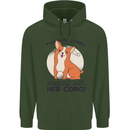 Sleeping With Her Corgi Funny Childrens Kids Hoodie Forest Green