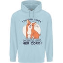 Sleeping With Her Corgi Funny Childrens Kids Hoodie Light Blue