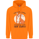 Sleeping With Her Corgi Funny Childrens Kids Hoodie Orange