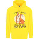 Sleeping With Her Corgi Funny Childrens Kids Hoodie Yellow