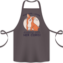 Sleeping With Her Corgi Funny Cotton Apron 100% Organic Dark Grey