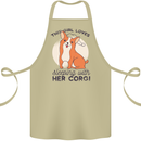 Sleeping With Her Corgi Funny Cotton Apron 100% Organic Khaki