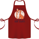 Sleeping With Her Corgi Funny Cotton Apron 100% Organic Maroon