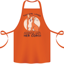 Sleeping With Her Corgi Funny Cotton Apron 100% Organic Orange