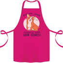 Sleeping With Her Corgi Funny Cotton Apron 100% Organic Pink