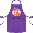 Sleeping With Her Corgi Funny Cotton Apron 100% Organic Purple