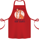Sleeping With Her Corgi Funny Cotton Apron 100% Organic Red