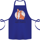 Sleeping With Her Corgi Funny Cotton Apron 100% Organic Royal Blue