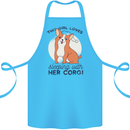 Sleeping With Her Corgi Funny Cotton Apron 100% Organic Turquoise