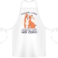 Sleeping With Her Corgi Funny Cotton Apron 100% Organic White