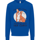 Sleeping With Her Corgi Funny Kids Sweatshirt Jumper Royal Blue