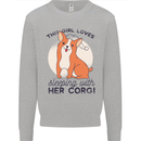 Sleeping With Her Corgi Funny Kids Sweatshirt Jumper Sports Grey
