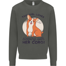 Sleeping With Her Corgi Funny Kids Sweatshirt Jumper Storm Grey