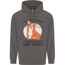 Sleeping With Her Corgi Funny Mens 80% Cotton Hoodie Charcoal