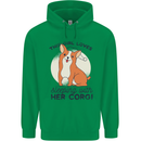 Sleeping With Her Corgi Funny Mens 80% Cotton Hoodie Irish Green
