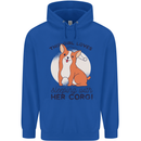 Sleeping With Her Corgi Funny Mens 80% Cotton Hoodie Royal Blue