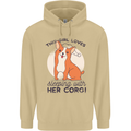 Sleeping With Her Corgi Funny Mens 80% Cotton Hoodie Sand