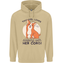 Sleeping With Her Corgi Funny Mens 80% Cotton Hoodie Sand