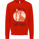 Sleeping With Her Corgi Funny Mens Sweatshirt Jumper Bright Red