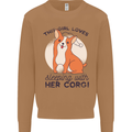 Sleeping With Her Corgi Funny Mens Sweatshirt Jumper Caramel Latte