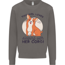 Sleeping With Her Corgi Funny Mens Sweatshirt Jumper Charcoal